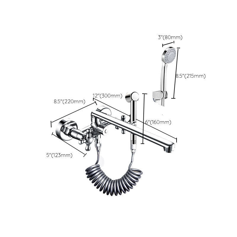 Modern Bath Filler Trim Copper with Handheld Shower Swivel Wall Mount Tub Spout Trim Clearhalo 'Bathroom Remodel & Bathroom Fixtures' 'Bathtub Faucets' 'bathtub_faucets' 'Home Improvement' 'home_improvement' 'home_improvement_bathtub_faucets' 7126922