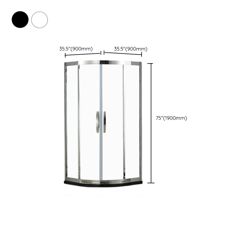 Round 8mm Tempered Shower Enclosure with Fixed Panel and Double Handles Clearhalo 'Bathroom Remodel & Bathroom Fixtures' 'Home Improvement' 'home_improvement' 'home_improvement_shower_stalls_enclosures' 'Shower Stalls & Enclosures' 'shower_stalls_enclosures' 'Showers & Bathtubs' 7128730