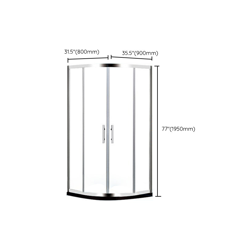 Round Tempered Shower Enclosure Double Sliding Corner Shower Kit with Header Clearhalo 'Bathroom Remodel & Bathroom Fixtures' 'Home Improvement' 'home_improvement' 'home_improvement_shower_stalls_enclosures' 'Shower Stalls & Enclosures' 'shower_stalls_enclosures' 'Showers & Bathtubs' 7128861