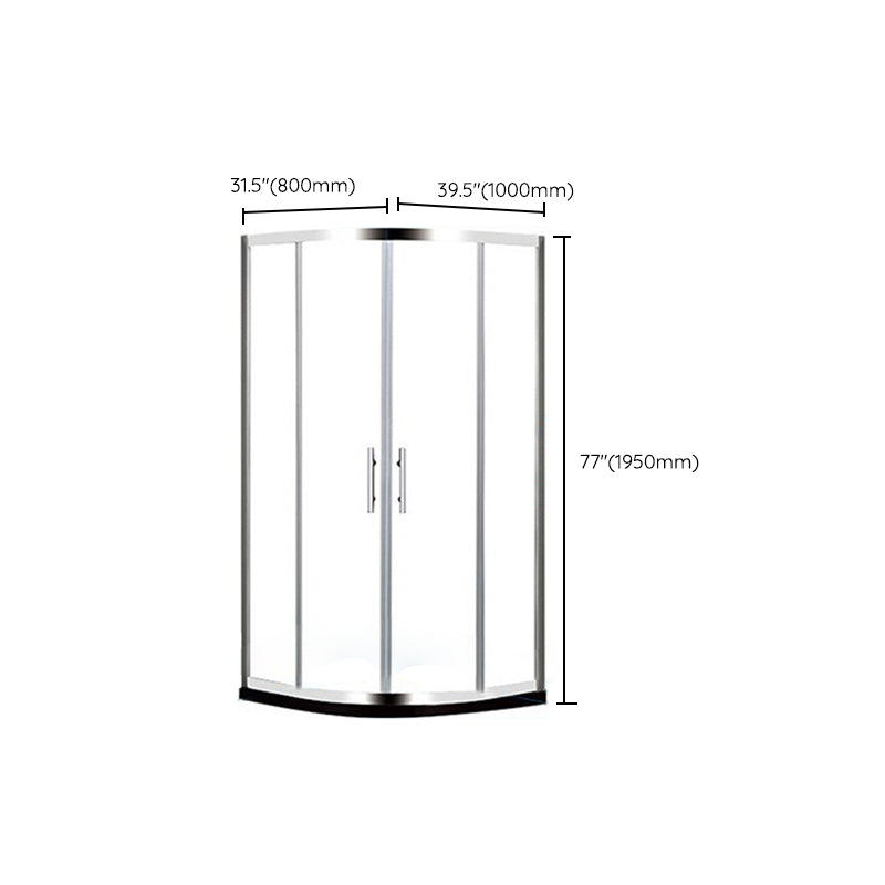 Round Tempered Shower Enclosure Double Sliding Corner Shower Kit with Header Clearhalo 'Bathroom Remodel & Bathroom Fixtures' 'Home Improvement' 'home_improvement' 'home_improvement_shower_stalls_enclosures' 'Shower Stalls & Enclosures' 'shower_stalls_enclosures' 'Showers & Bathtubs' 7128862