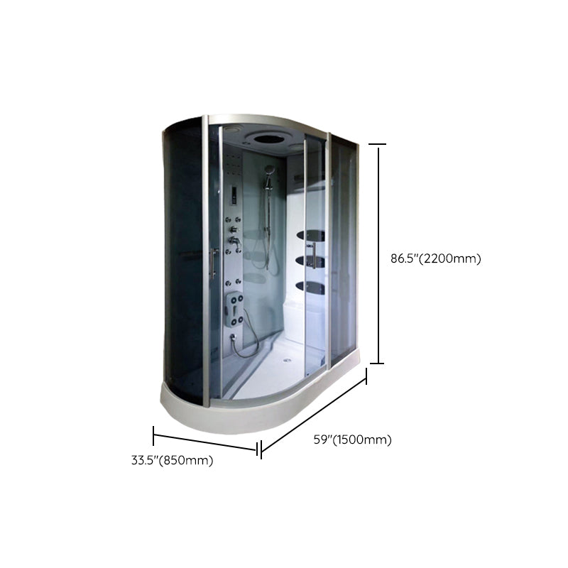 Round Double Sliding Tub & Shower Kit Corner Tempered Glass Tub & Shower Kit Clearhalo 'Bathroom Remodel & Bathroom Fixtures' 'Home Improvement' 'home_improvement' 'home_improvement_shower_stalls_enclosures' 'Shower Stalls & Enclosures' 'shower_stalls_enclosures' 'Showers & Bathtubs' 7129000