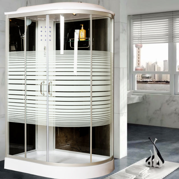 Rectangle Corner Shower Stall Semi-Frameless Double Sliding Shower Enclosure Clearhalo 'Bathroom Remodel & Bathroom Fixtures' 'Home Improvement' 'home_improvement' 'home_improvement_shower_stalls_enclosures' 'Shower Stalls & Enclosures' 'shower_stalls_enclosures' 'Showers & Bathtubs' 7129060