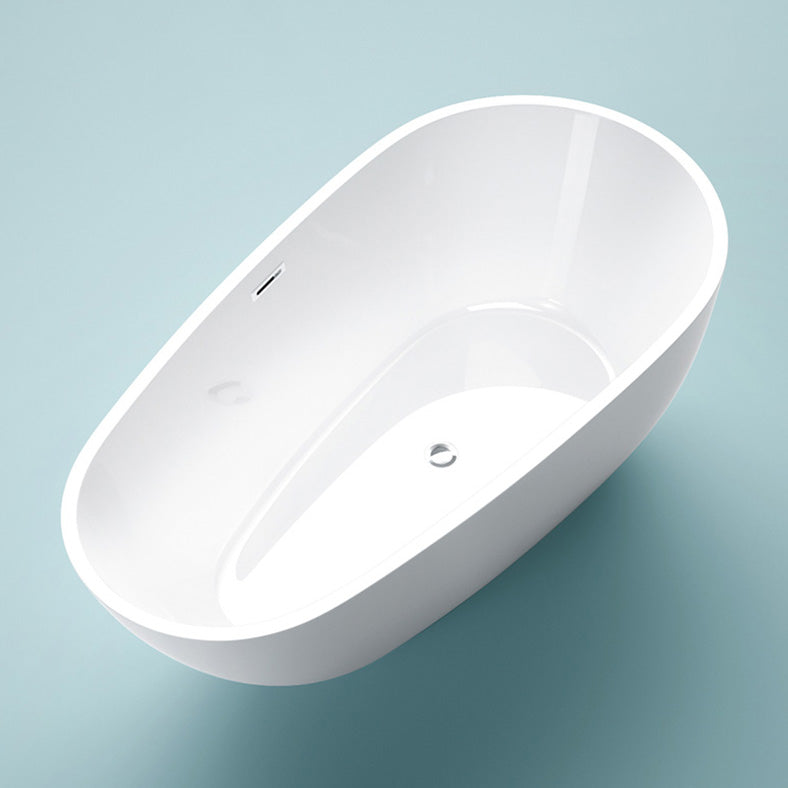 Acrylic Freestanding Bath Oval White Modern Back to Wall Bathtub 55"L x 29"W x 24"H Clearhalo 'Bathroom Remodel & Bathroom Fixtures' 'Bathtubs' 'Home Improvement' 'home_improvement' 'home_improvement_bathtubs' 'Showers & Bathtubs' 7132632