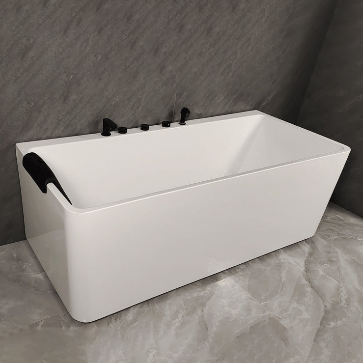 Back to Wall Soaking Bathtub Antique Finish Rectangular Modern Tub (Board not Included) 63"L x 30"W x 23"H Tub with Black 5-Piece Set Clearhalo 'Bathroom Remodel & Bathroom Fixtures' 'Bathtubs' 'Home Improvement' 'home_improvement' 'home_improvement_bathtubs' 'Showers & Bathtubs' 7132666