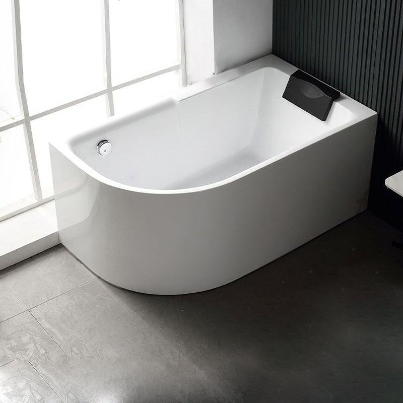 Acrylic Corner Bathtub Soaking White Modern Back to Wall Bath Left Tub with Pillow Clearhalo 'Bathroom Remodel & Bathroom Fixtures' 'Bathtubs' 'Home Improvement' 'home_improvement' 'home_improvement_bathtubs' 'Showers & Bathtubs' 7132718