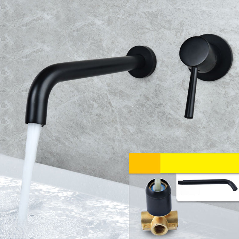 Wall Mounted Bronze Tub Filler Double Handles Bathtub Spout Tub Faucet Trim Black 10"L x 5"W Split-Body Valve Clearhalo 'Bathroom Remodel & Bathroom Fixtures' 'Bathroom Sink Faucets' 'Bathroom Sinks & Faucet Components' 'bathroom_sink_faucets' 'Home Improvement' 'home_improvement' 'home_improvement_bathroom_sink_faucets' 7132768