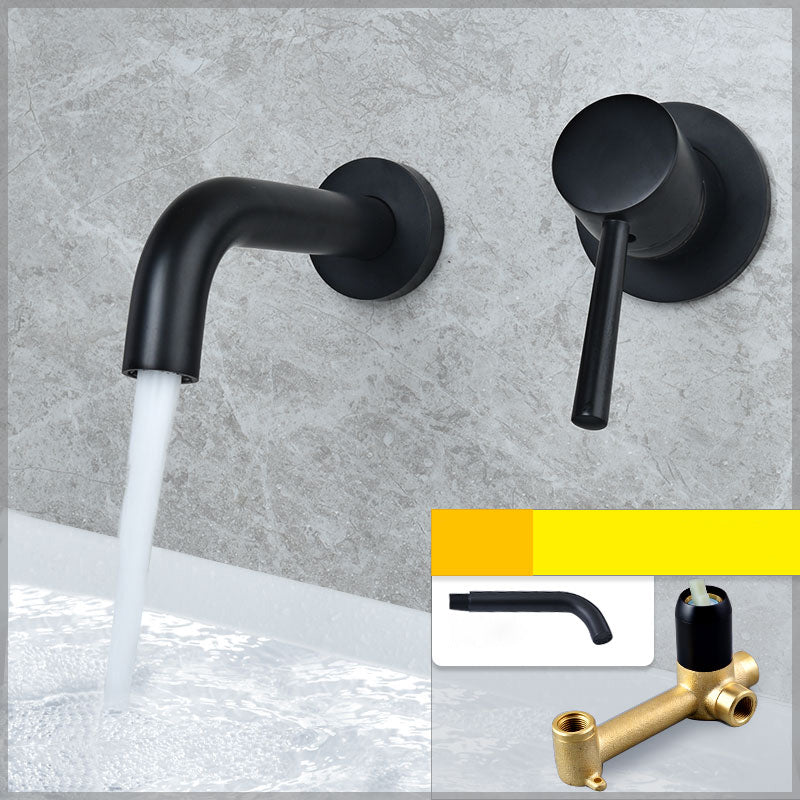 Wall Mounted Bronze Tub Filler Double Handles Bathtub Spout Tub Faucet Trim Black 6"L x 5"W Unibody Valve Clearhalo 'Bathroom Remodel & Bathroom Fixtures' 'Bathroom Sink Faucets' 'Bathroom Sinks & Faucet Components' 'bathroom_sink_faucets' 'Home Improvement' 'home_improvement' 'home_improvement_bathroom_sink_faucets' 7132777