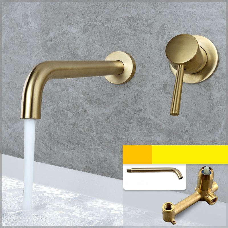 Wall Mounted Bronze Tub Filler Double Handles Bathtub Spout Tub Faucet Trim Dark Gold 10"L x 5"W Unibody Valve Clearhalo 'Bathroom Remodel & Bathroom Fixtures' 'Bathroom Sink Faucets' 'Bathroom Sinks & Faucet Components' 'bathroom_sink_faucets' 'Home Improvement' 'home_improvement' 'home_improvement_bathroom_sink_faucets' 7132786