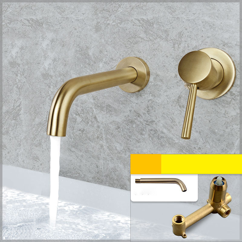 Wall Mounted Bronze Tub Filler Double Handles Bathtub Spout Tub Faucet Trim Dark Gold 8"L x 5"W Unibody Valve Clearhalo 'Bathroom Remodel & Bathroom Fixtures' 'Bathroom Sink Faucets' 'Bathroom Sinks & Faucet Components' 'bathroom_sink_faucets' 'Home Improvement' 'home_improvement' 'home_improvement_bathroom_sink_faucets' 7132787