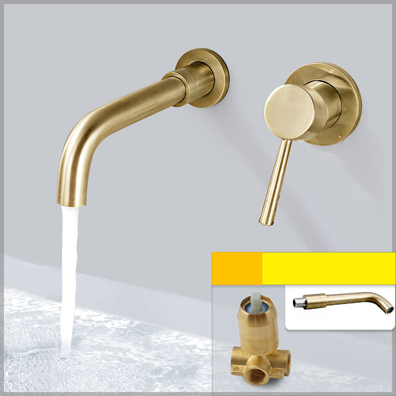 Wall Mounted Bronze Tub Filler Double Handles Bathtub Spout Tub Faucet Trim Gold 8"L x 5"W Split-Body Valve Clearhalo 'Bathroom Remodel & Bathroom Fixtures' 'Bathroom Sink Faucets' 'Bathroom Sinks & Faucet Components' 'bathroom_sink_faucets' 'Home Improvement' 'home_improvement' 'home_improvement_bathroom_sink_faucets' 7132792