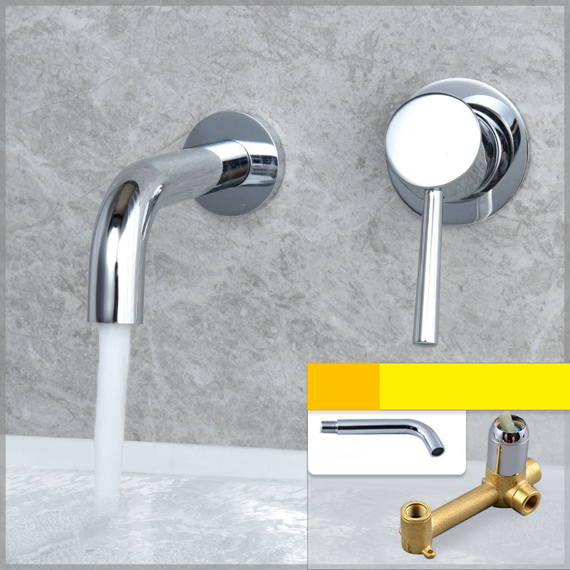 Wall Mounted Bronze Tub Filler Double Handles Bathtub Spout Tub Faucet Trim Chrome 6"L x 5"W Unibody Valve Clearhalo 'Bathroom Remodel & Bathroom Fixtures' 'Bathroom Sink Faucets' 'Bathroom Sinks & Faucet Components' 'bathroom_sink_faucets' 'Home Improvement' 'home_improvement' 'home_improvement_bathroom_sink_faucets' 7132793