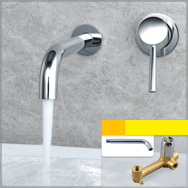 Wall Mounted Bronze Tub Filler Double Handles Bathtub Spout Tub Faucet Trim Chrome 8"L x 5"W Unibody Valve Clearhalo 'Bathroom Remodel & Bathroom Fixtures' 'Bathroom Sink Faucets' 'Bathroom Sinks & Faucet Components' 'bathroom_sink_faucets' 'Home Improvement' 'home_improvement' 'home_improvement_bathroom_sink_faucets' 7132794