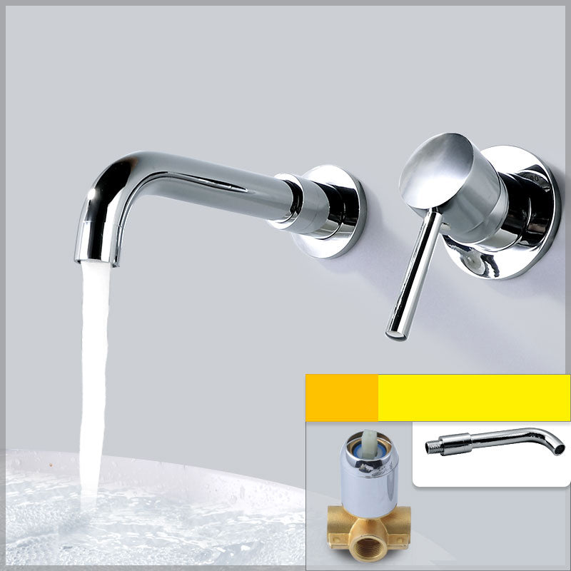 Wall Mounted Bronze Tub Filler Double Handles Bathtub Spout Tub Faucet Trim Silver 8"L x 5"W Split-Body Valve Clearhalo 'Bathroom Remodel & Bathroom Fixtures' 'Bathroom Sink Faucets' 'Bathroom Sinks & Faucet Components' 'bathroom_sink_faucets' 'Home Improvement' 'home_improvement' 'home_improvement_bathroom_sink_faucets' 7132800