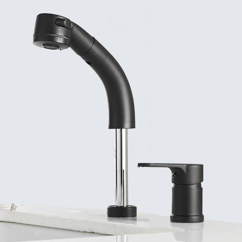 Vessel Sink Bathroom Faucet High-Arc Swivel Spout 2 Hole Faucets Black Clearhalo 'Bathroom Remodel & Bathroom Fixtures' 'Bathroom Sink Faucets' 'Bathroom Sinks & Faucet Components' 'bathroom_sink_faucets' 'Home Improvement' 'home_improvement' 'home_improvement_bathroom_sink_faucets' 7132932