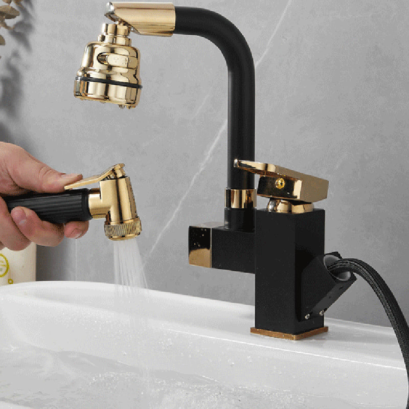 Luxury Vessel Sink Faucet Single Handle Swivel Spout with Side Spray Clearhalo 'Bathroom Remodel & Bathroom Fixtures' 'Bathroom Sink Faucets' 'Bathroom Sinks & Faucet Components' 'bathroom_sink_faucets' 'Home Improvement' 'home_improvement' 'home_improvement_bathroom_sink_faucets' 7132955