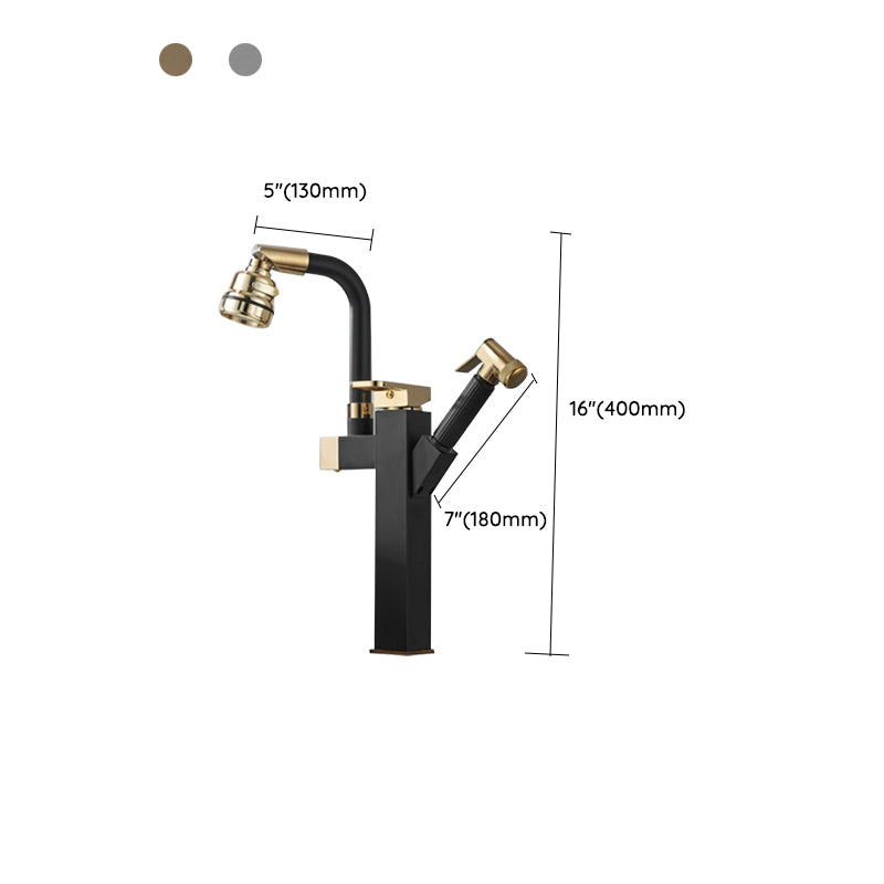 Luxury Vessel Sink Faucet Single Handle Swivel Spout with Side Spray Clearhalo 'Bathroom Remodel & Bathroom Fixtures' 'Bathroom Sink Faucets' 'Bathroom Sinks & Faucet Components' 'bathroom_sink_faucets' 'Home Improvement' 'home_improvement' 'home_improvement_bathroom_sink_faucets' 7132963