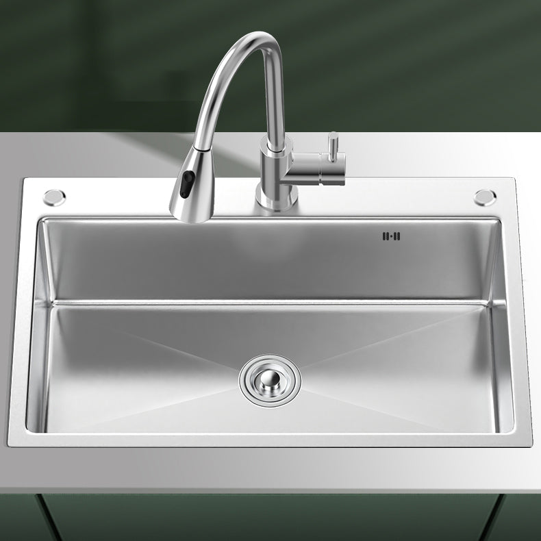 Modern Style Kitchen Sink Overflow Hole Design Drop-In Kitchen Sink with Soundproofing Clearhalo 'Home Improvement' 'home_improvement' 'home_improvement_kitchen_sinks' 'Kitchen Remodel & Kitchen Fixtures' 'Kitchen Sinks & Faucet Components' 'Kitchen Sinks' 'kitchen_sinks' 7133464