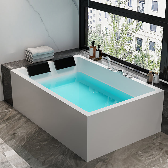 Modern Rectangular Acrylic Bathtub Stand Alone Soaking White Bath Clearhalo 'Bathroom Remodel & Bathroom Fixtures' 'Bathtubs' 'Home Improvement' 'home_improvement' 'home_improvement_bathtubs' 'Showers & Bathtubs' 7139881