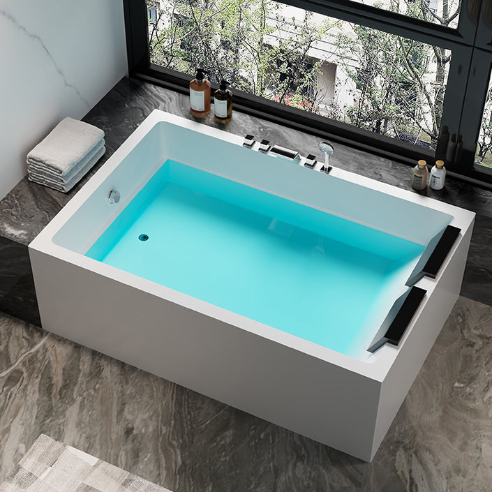 Modern Rectangular Acrylic Bathtub Stand Alone Soaking White Bath Clearhalo 'Bathroom Remodel & Bathroom Fixtures' 'Bathtubs' 'Home Improvement' 'home_improvement' 'home_improvement_bathtubs' 'Showers & Bathtubs' 7139889