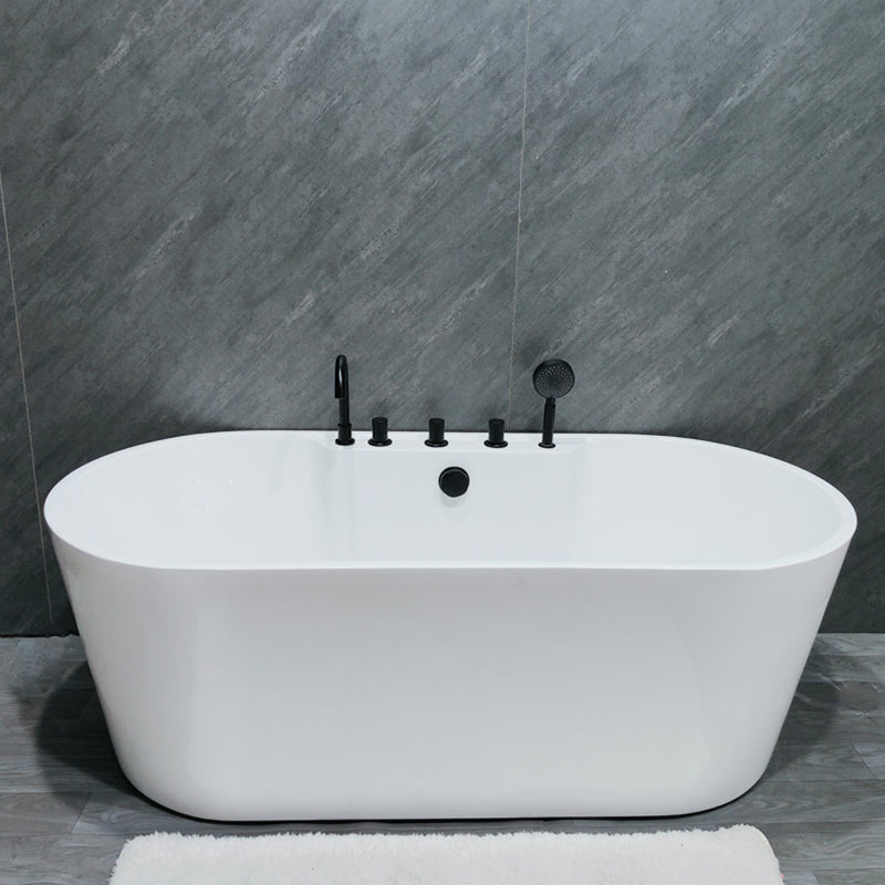Modern Oval Freestanding Bathtub Antique Finish Soaking Bath Tub Tub with Black 5-Piece Set Clearhalo 'Bathroom Remodel & Bathroom Fixtures' 'Bathtubs' 'Home Improvement' 'home_improvement' 'home_improvement_bathtubs' 'Showers & Bathtubs' 7139939