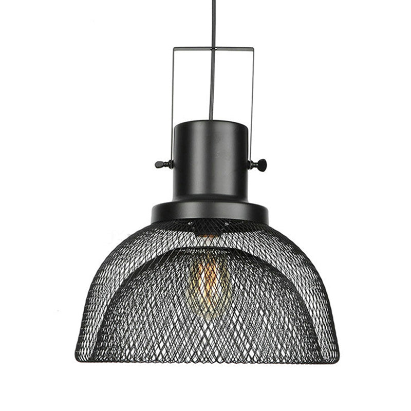 Mesh Cage Metal Pendant Light Industrial 1 Light Living Room Hanging Lamp with Shade in Black Clearhalo 'Art Deco Pendants' 'Black' 'Cast Iron' 'Ceiling Lights' 'Ceramic' 'Crystal' 'Industrial Pendants' 'Industrial' 'Metal' 'Middle Century Pendants' 'Pendant Lights' 'Pendants' 'Rustic Pendants' 'Tiffany' Lighting' 71441