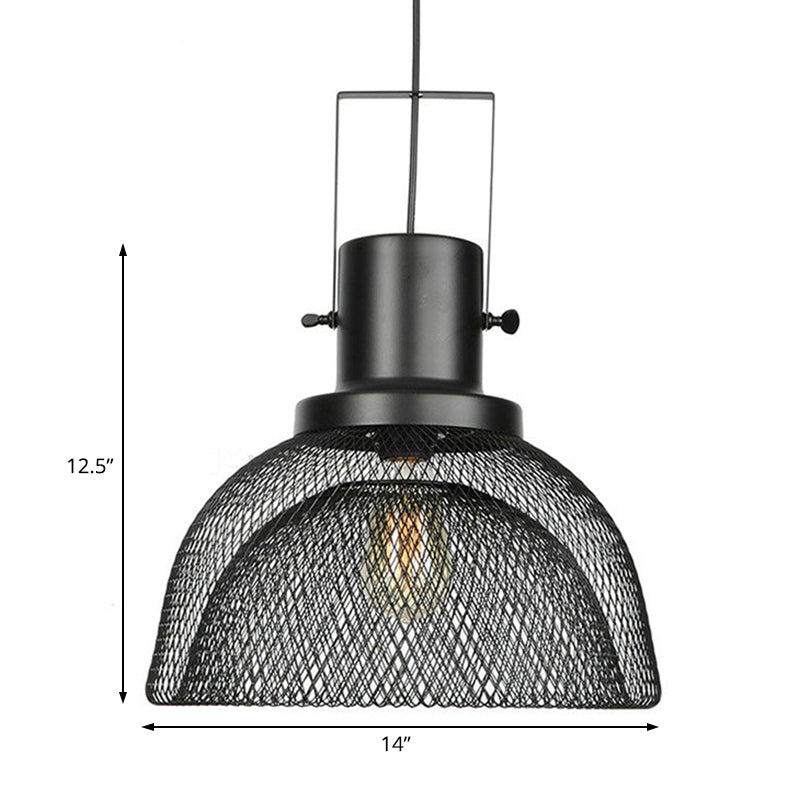 Mesh Cage Metal Pendant Light Industrial 1 Light Living Room Hanging Lamp with Shade in Black Clearhalo 'Art Deco Pendants' 'Black' 'Cast Iron' 'Ceiling Lights' 'Ceramic' 'Crystal' 'Industrial Pendants' 'Industrial' 'Metal' 'Middle Century Pendants' 'Pendant Lights' 'Pendants' 'Rustic Pendants' 'Tiffany' Lighting' 71442