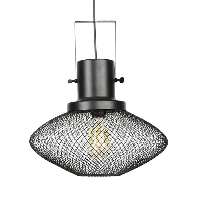 Mesh Cage Metal Pendant Light Industrial 1 Light Living Room Hanging Lamp with Shade in Black Clearhalo 'Art Deco Pendants' 'Black' 'Cast Iron' 'Ceiling Lights' 'Ceramic' 'Crystal' 'Industrial Pendants' 'Industrial' 'Metal' 'Middle Century Pendants' 'Pendant Lights' 'Pendants' 'Rustic Pendants' 'Tiffany' Lighting' 71447