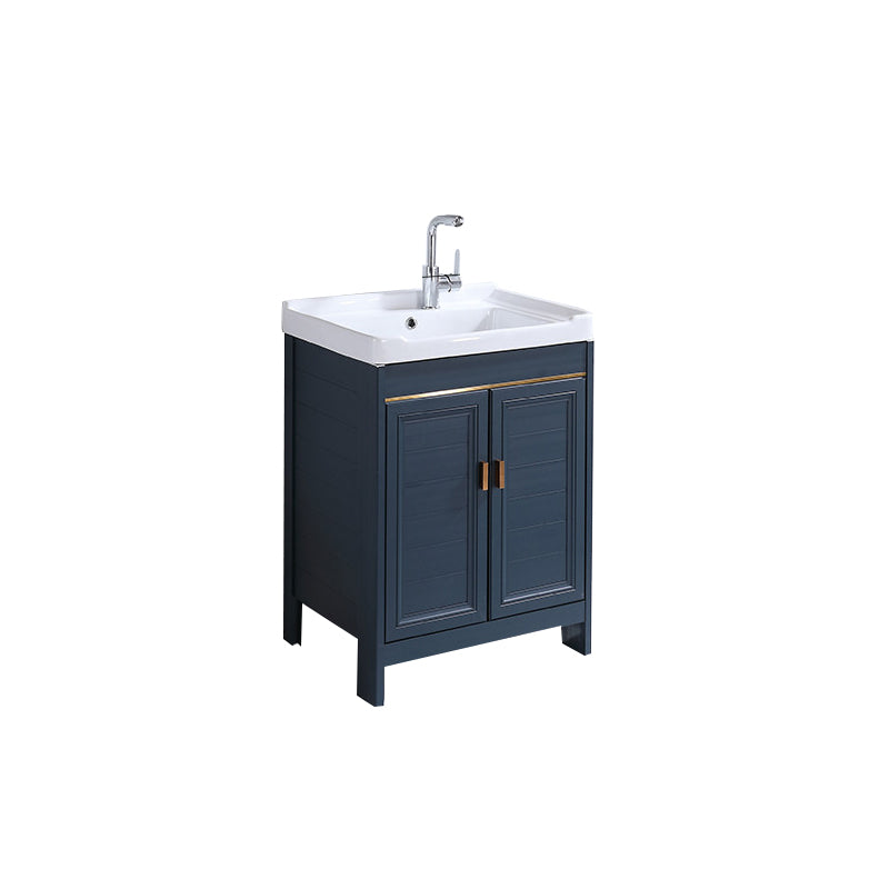 Modern Bathroom Vanity Set Single Freestanding 2 Doors Rectangular Sink Vanity Vanity & Faucet Clearhalo 'Bathroom Remodel & Bathroom Fixtures' 'Bathroom Vanities' 'bathroom_vanities' 'Home Improvement' 'home_improvement' 'home_improvement_bathroom_vanities' 7145153