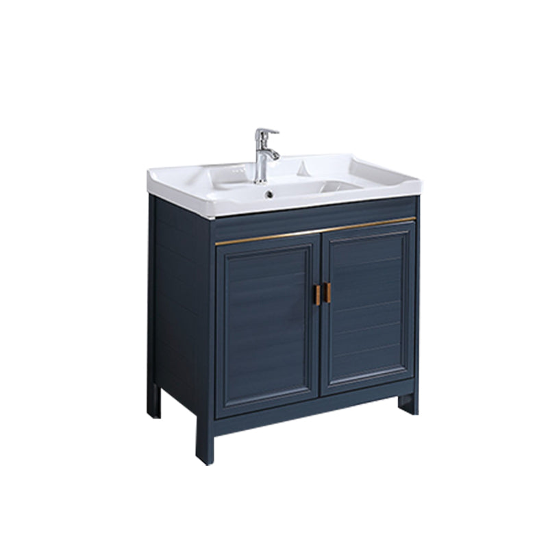 Modern Bathroom Vanity Set Single Freestanding 2 Doors Rectangular Sink Vanity Vanity & Faucet 31"L x 18"W x 34"H Clearhalo 'Bathroom Remodel & Bathroom Fixtures' 'Bathroom Vanities' 'bathroom_vanities' 'Home Improvement' 'home_improvement' 'home_improvement_bathroom_vanities' 7145158