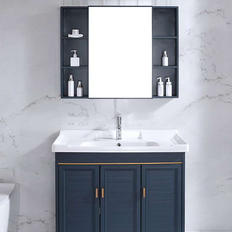 Modern Bathroom Vanity Set Single Freestanding 2 Doors Rectangular Sink Vanity Clearhalo 'Bathroom Remodel & Bathroom Fixtures' 'Bathroom Vanities' 'bathroom_vanities' 'Home Improvement' 'home_improvement' 'home_improvement_bathroom_vanities' 7145159