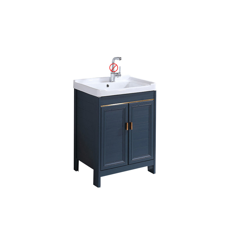 Modern Bathroom Vanity Set Single Freestanding 2 Doors Rectangular Sink Vanity Bathroom Vanity Clearhalo 'Bathroom Remodel & Bathroom Fixtures' 'Bathroom Vanities' 'bathroom_vanities' 'Home Improvement' 'home_improvement' 'home_improvement_bathroom_vanities' 7145164