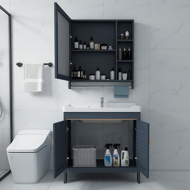 Modern Bathroom Vanity Set Single Freestanding 2 Doors Rectangular Sink Vanity Clearhalo 'Bathroom Remodel & Bathroom Fixtures' 'Bathroom Vanities' 'bathroom_vanities' 'Home Improvement' 'home_improvement' 'home_improvement_bathroom_vanities' 7145170