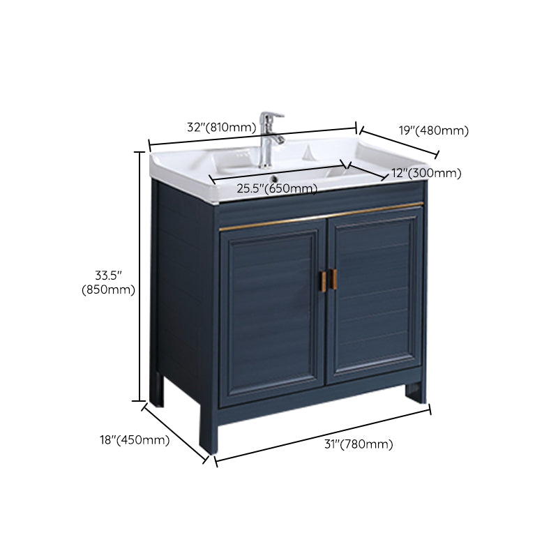 Modern Bathroom Vanity Set Single Freestanding 2 Doors Rectangular Sink Vanity Clearhalo 'Bathroom Remodel & Bathroom Fixtures' 'Bathroom Vanities' 'bathroom_vanities' 'Home Improvement' 'home_improvement' 'home_improvement_bathroom_vanities' 7145173