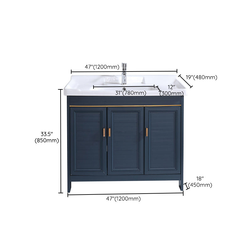 Modern Bathroom Vanity Set Single Freestanding 2 Doors Rectangular Sink Vanity Clearhalo 'Bathroom Remodel & Bathroom Fixtures' 'Bathroom Vanities' 'bathroom_vanities' 'Home Improvement' 'home_improvement' 'home_improvement_bathroom_vanities' 7145176