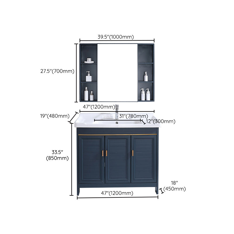 Modern Bathroom Vanity Set Single Freestanding 2 Doors Rectangular Sink Vanity Clearhalo 'Bathroom Remodel & Bathroom Fixtures' 'Bathroom Vanities' 'bathroom_vanities' 'Home Improvement' 'home_improvement' 'home_improvement_bathroom_vanities' 7145182