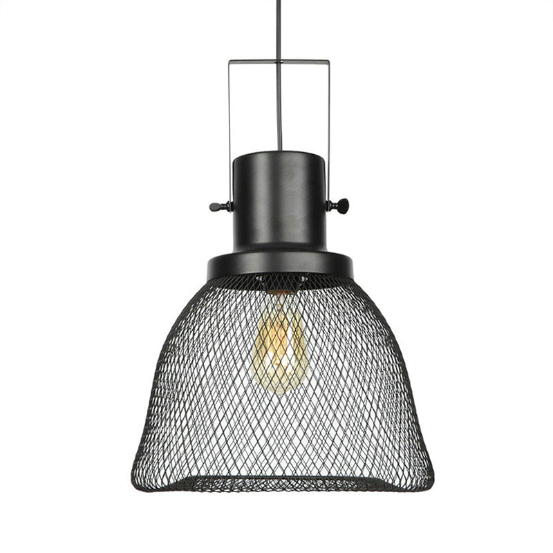 Mesh Cage Metal Pendant Light Industrial 1 Light Living Room Hanging Lamp with Shade in Black Clearhalo 'Art Deco Pendants' 'Black' 'Cast Iron' 'Ceiling Lights' 'Ceramic' 'Crystal' 'Industrial Pendants' 'Industrial' 'Metal' 'Middle Century Pendants' 'Pendant Lights' 'Pendants' 'Rustic Pendants' 'Tiffany' Lighting' 71453