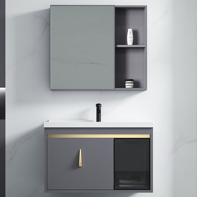 Contemporary Gray Vanity Sink Wall Mounted Bathroom Vanity Cabinet Clearhalo 'Bathroom Remodel & Bathroom Fixtures' 'Bathroom Vanities' 'bathroom_vanities' 'Home Improvement' 'home_improvement' 'home_improvement_bathroom_vanities' 7145340