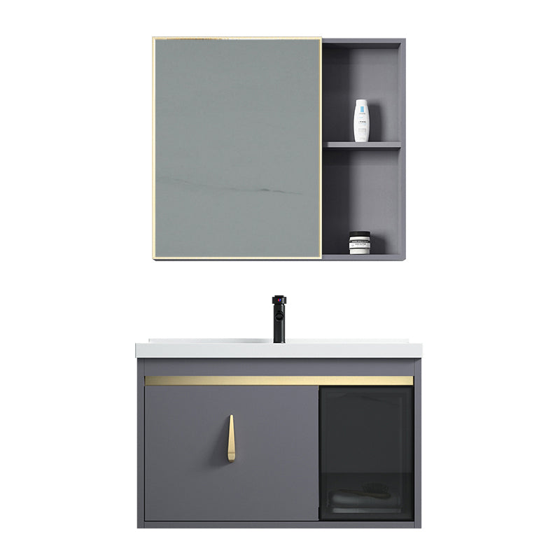 Contemporary Gray Vanity Sink Wall Mounted Bathroom Vanity Cabinet Clearhalo 'Bathroom Remodel & Bathroom Fixtures' 'Bathroom Vanities' 'bathroom_vanities' 'Home Improvement' 'home_improvement' 'home_improvement_bathroom_vanities' 7145344