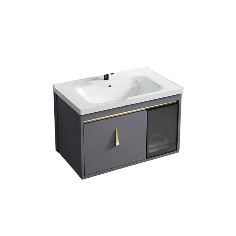 Contemporary Gray Vanity Sink Wall Mounted Bathroom Vanity Cabinet Vanity & Faucet Ceramic Clearhalo 'Bathroom Remodel & Bathroom Fixtures' 'Bathroom Vanities' 'bathroom_vanities' 'Home Improvement' 'home_improvement' 'home_improvement_bathroom_vanities' 7145347