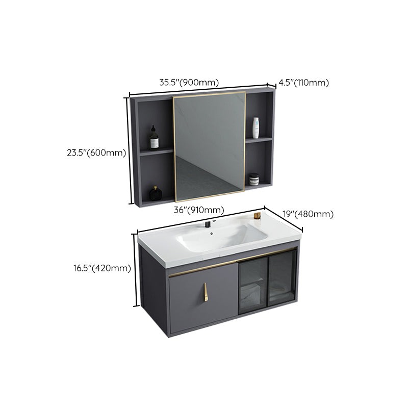 Contemporary Gray Vanity Sink Wall Mounted Bathroom Vanity Cabinet Clearhalo 'Bathroom Remodel & Bathroom Fixtures' 'Bathroom Vanities' 'bathroom_vanities' 'Home Improvement' 'home_improvement' 'home_improvement_bathroom_vanities' 7145359