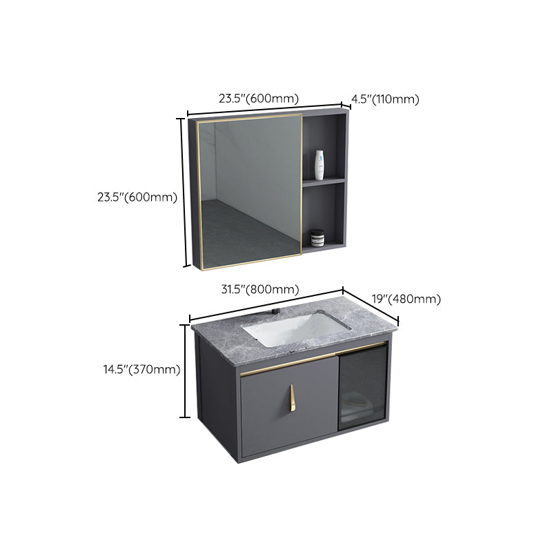 Contemporary Gray Vanity Sink Wall Mounted Bathroom Vanity Cabinet Clearhalo 'Bathroom Remodel & Bathroom Fixtures' 'Bathroom Vanities' 'bathroom_vanities' 'Home Improvement' 'home_improvement' 'home_improvement_bathroom_vanities' 7145363