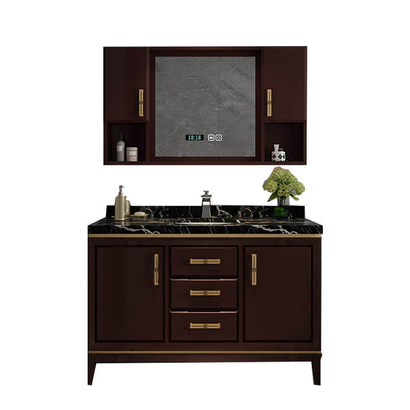 Traditional Wood Sink Vanity Wall Mounted Vanity Cabinet with Mirror Cabinet Vanity & Faucet & Mirror Cabinet Clearhalo 'Bathroom Remodel & Bathroom Fixtures' 'Bathroom Vanities' 'bathroom_vanities' 'Home Improvement' 'home_improvement' 'home_improvement_bathroom_vanities' 7145388