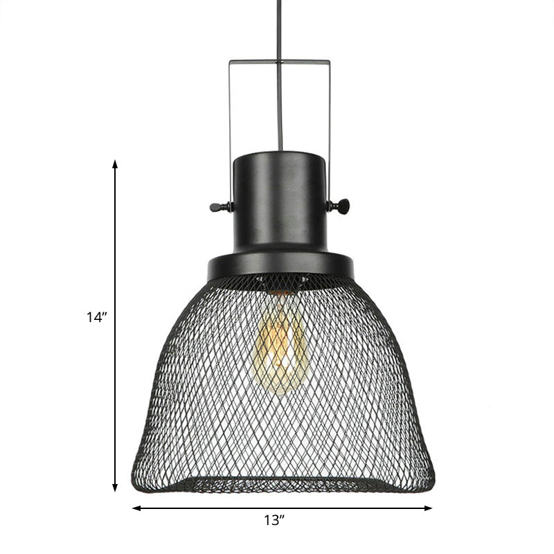 Mesh Cage Metal Pendant Light Industrial 1 Light Living Room Hanging Lamp with Shade in Black Clearhalo 'Art Deco Pendants' 'Black' 'Cast Iron' 'Ceiling Lights' 'Ceramic' 'Crystal' 'Industrial Pendants' 'Industrial' 'Metal' 'Middle Century Pendants' 'Pendant Lights' 'Pendants' 'Rustic Pendants' 'Tiffany' Lighting' 71454