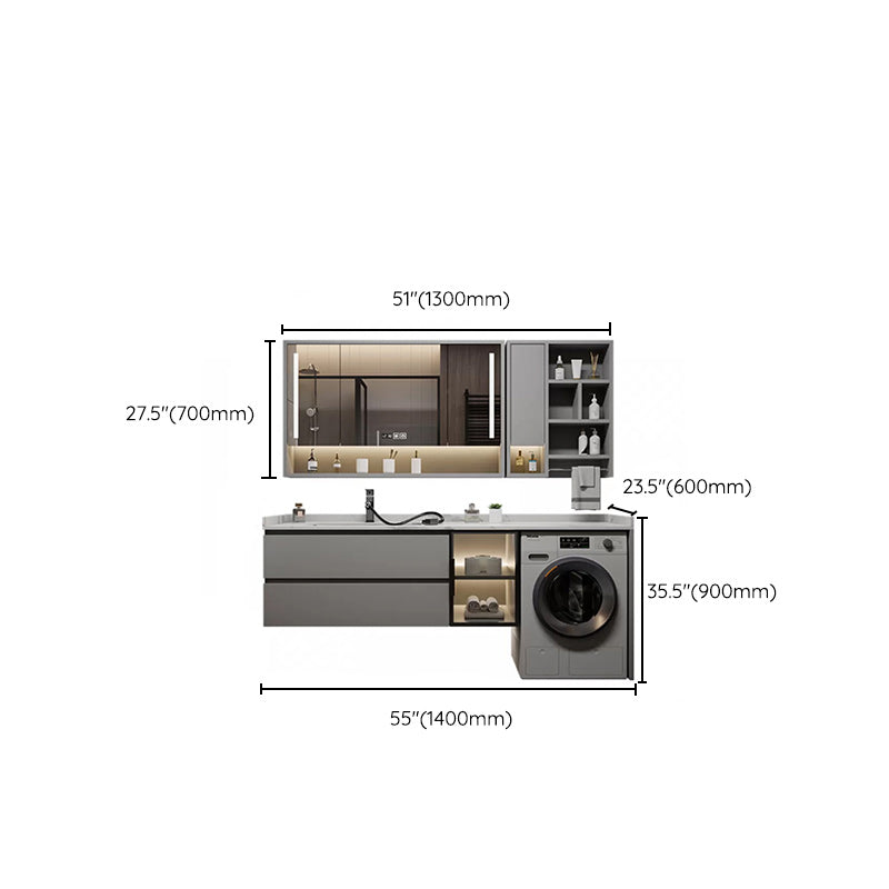 Modern Bathroom Sink Vanity Wooden Mirror Vanity Cabinet with Storage Shelving Clearhalo 'Bathroom Remodel & Bathroom Fixtures' 'Bathroom Vanities' 'bathroom_vanities' 'Home Improvement' 'home_improvement' 'home_improvement_bathroom_vanities' 7145435