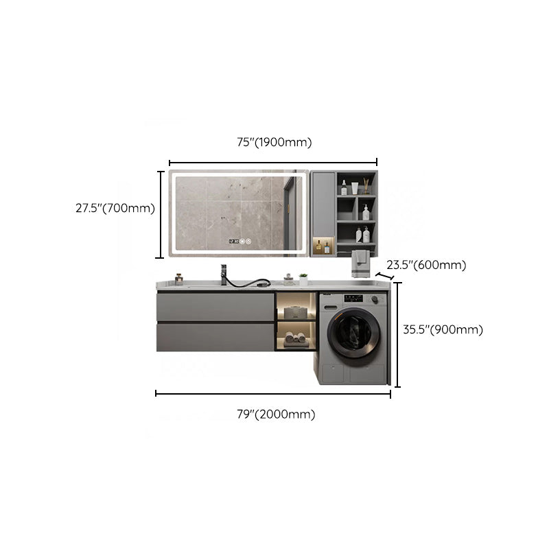 Modern Bathroom Sink Vanity Wooden Mirror Vanity Cabinet with Storage Shelving Clearhalo 'Bathroom Remodel & Bathroom Fixtures' 'Bathroom Vanities' 'bathroom_vanities' 'Home Improvement' 'home_improvement' 'home_improvement_bathroom_vanities' 7145450