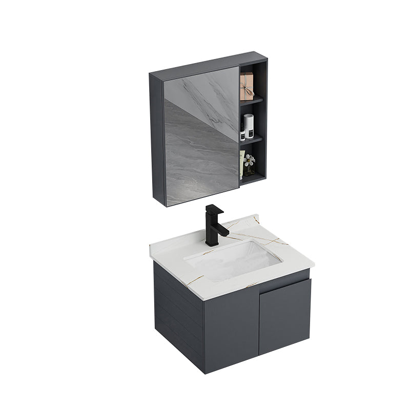 Wall Mounted Bathroom Vanity Modern Metal Vanity Set with Sink Included Vanity & Faucet & Mirror Cabinet 24"L x 19"W x 16"H Clearhalo 'Bathroom Remodel & Bathroom Fixtures' 'Bathroom Vanities' 'bathroom_vanities' 'Home Improvement' 'home_improvement' 'home_improvement_bathroom_vanities' 7145484