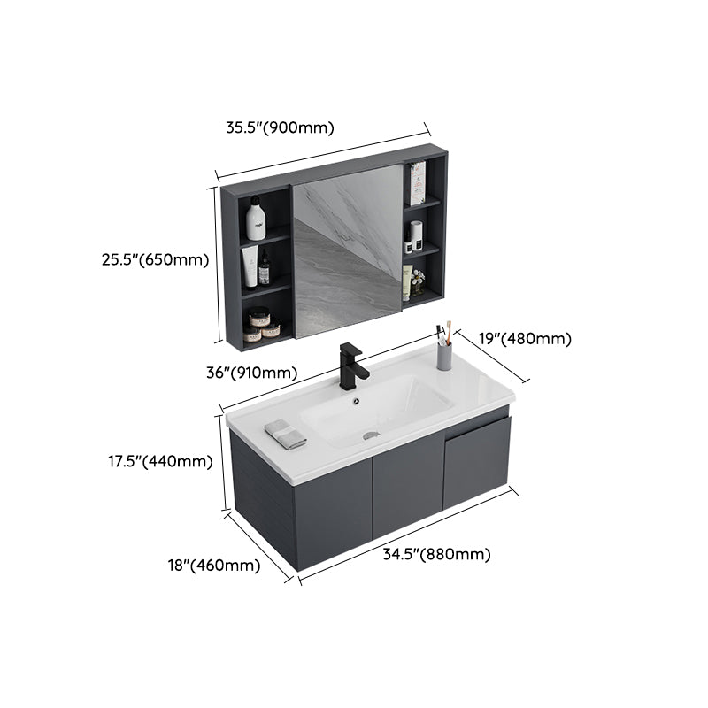 Wall Mounted Bathroom Vanity Modern Metal Vanity Set with Sink Included Clearhalo 'Bathroom Remodel & Bathroom Fixtures' 'Bathroom Vanities' 'bathroom_vanities' 'Home Improvement' 'home_improvement' 'home_improvement_bathroom_vanities' 7145502