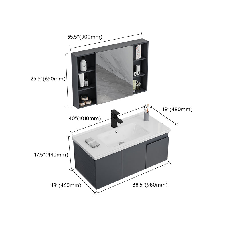 Wall Mounted Bathroom Vanity Modern Metal Vanity Set with Sink Included Clearhalo 'Bathroom Remodel & Bathroom Fixtures' 'Bathroom Vanities' 'bathroom_vanities' 'Home Improvement' 'home_improvement' 'home_improvement_bathroom_vanities' 7145503