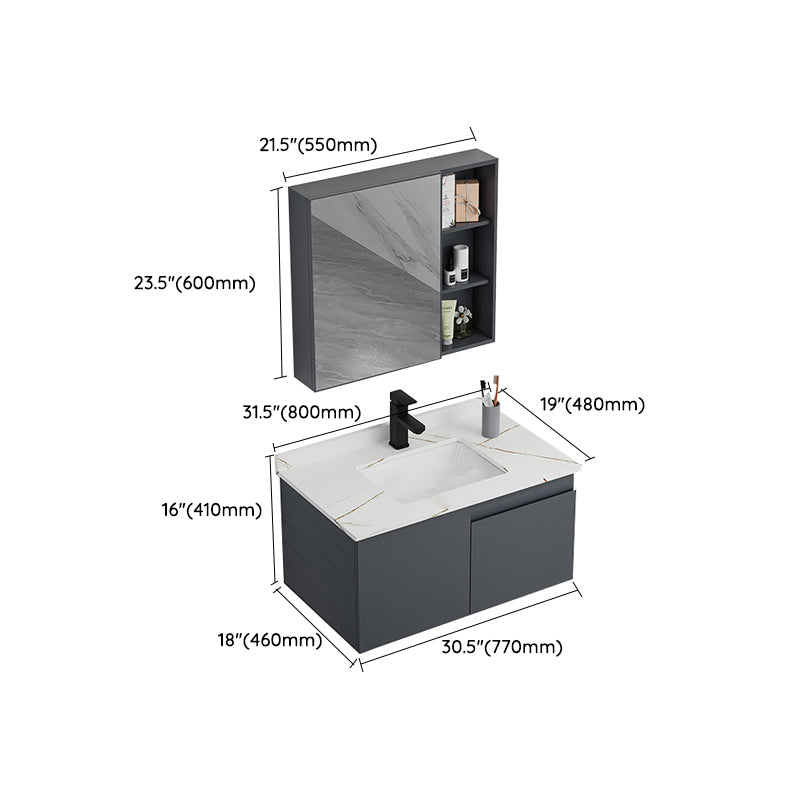 Wall Mounted Bathroom Vanity Modern Metal Vanity Set with Sink Included Clearhalo 'Bathroom Remodel & Bathroom Fixtures' 'Bathroom Vanities' 'bathroom_vanities' 'Home Improvement' 'home_improvement' 'home_improvement_bathroom_vanities' 7145506