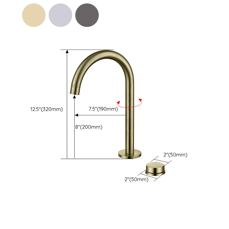 Vessel Sink Bathroom Faucet Knob Handle Swivel Spout High-Arc Vessel Faucet Clearhalo 'Bathroom Remodel & Bathroom Fixtures' 'Bathroom Sink Faucets' 'Bathroom Sinks & Faucet Components' 'bathroom_sink_faucets' 'Home Improvement' 'home_improvement' 'home_improvement_bathroom_sink_faucets' 7147127